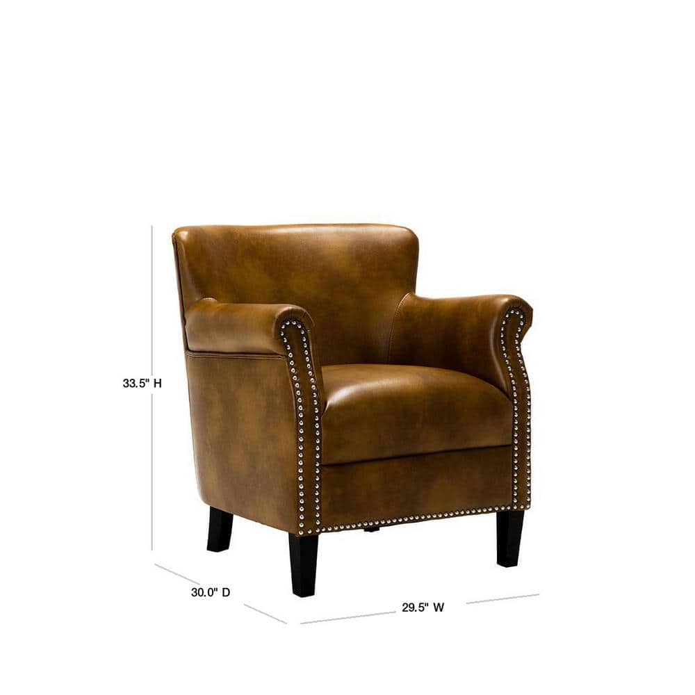 Traditional Holly Red Leather Gel Club Chair with Wood Accents
