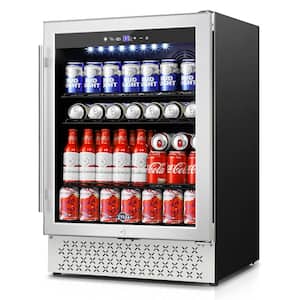 Single Zone 23.4 in. 190 (12 oz.) Can Beverage Cooler Built-In and Freestanding with Glass Door and Childproof Lock
