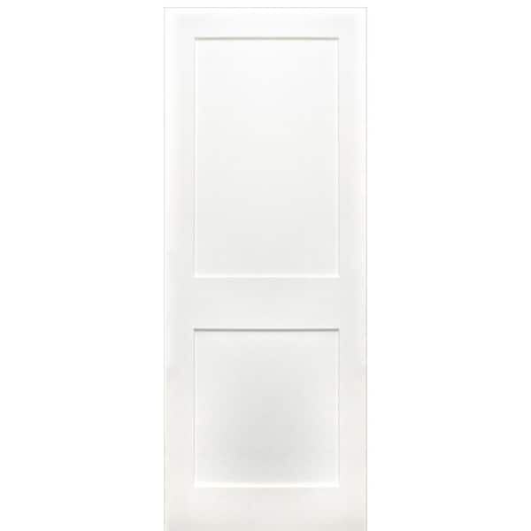 Shaker 28 in. x 80 in. 2-Panel Primed Pine Wood White Primed Craftsman Interior Door Slab