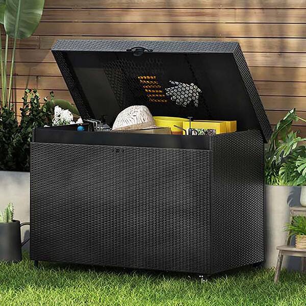 thumbnail image 2 of TAUS 230 Gallon XX-Large Outdoor Storage Deck Box - Taupe - Weather Resistant For Patio Cushions & Garden Tools 2 of 3