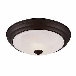 Satin Bronze Dimming LED Flushmount with Alabaster Glass (4-Pack)