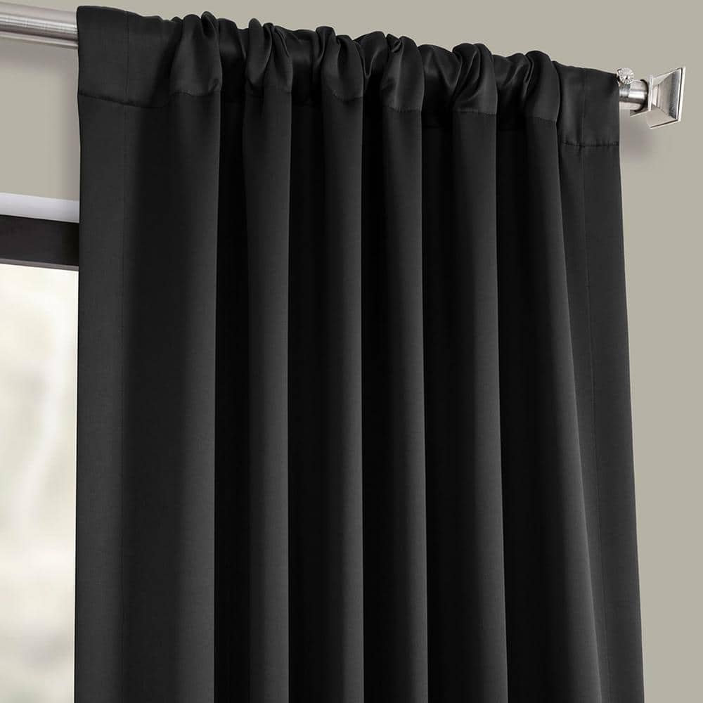 Jet Black Polyester Blackout Puddle Length Drape Panel