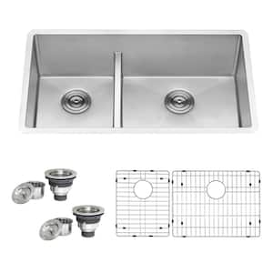 Urbana 16 Gauge Stainless Steel 33 in 40/60 Double BowlLow-Divide Undermount Rounded Corners Kitchen Sink