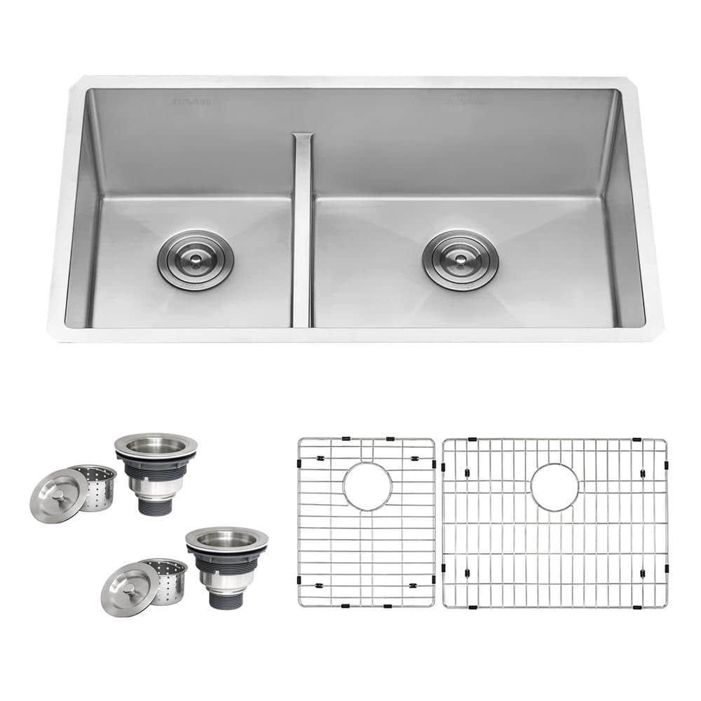 Ruvati 35-inch Stainless Steel Double Bowl Undermount Kitchen Sink