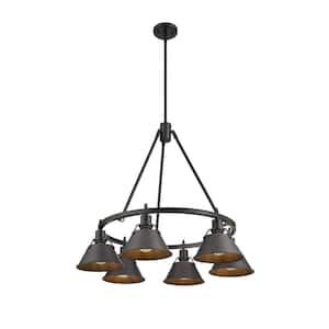 Orwell 6-Light Matte Black and Rubbed Bronze Chandelier