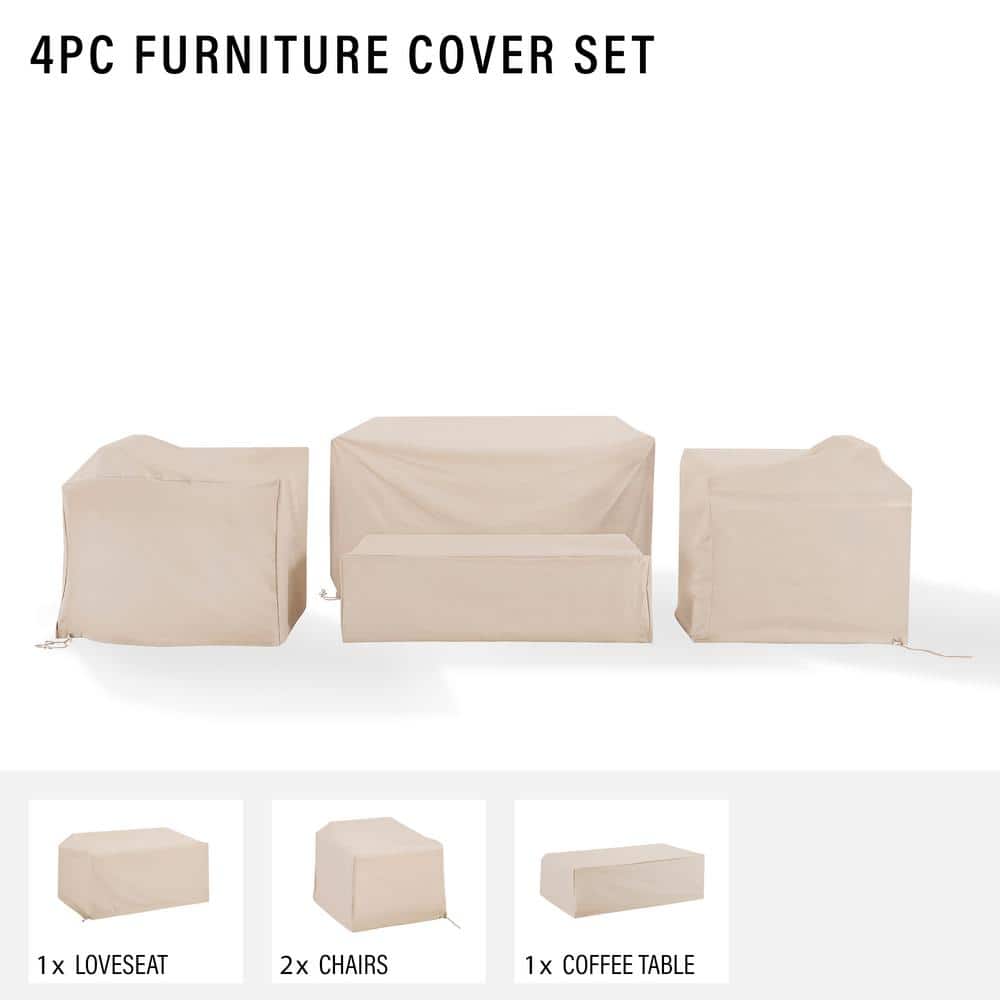 Heavy-Gauge Vinyl 4-Piece Outdoor Furniture Cover Set in Tan
