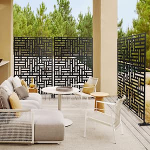 72 in. Galvanized Steel Outdoor Garden Fence Privacy Screen Garden Screen Panels in Black