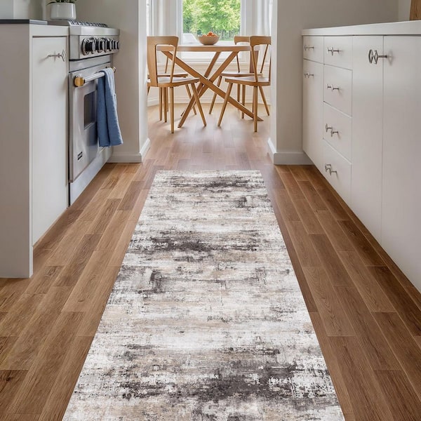 Dusk Black/Gold 2 ft. x 8 ft. Washable Modern Abstract Runner Rug