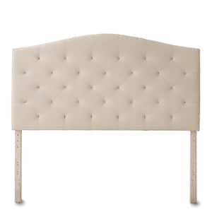 Liza Curved Edge Cream Pearl Upholstered Queen Headboard with Buttonless Diamond Tufting