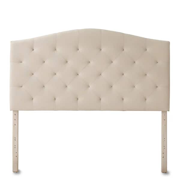 Brookside Liza Curved Edge Cream Pearl Upholstered Queen Headboard with Buttonless Diamond Tufting
