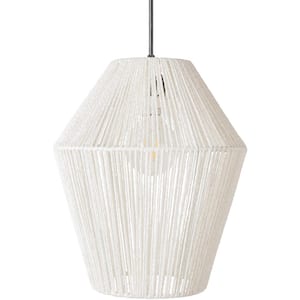 Camerano 100-Watt 1-Light White Pendant Light with Geometric Shaped Paper Shade