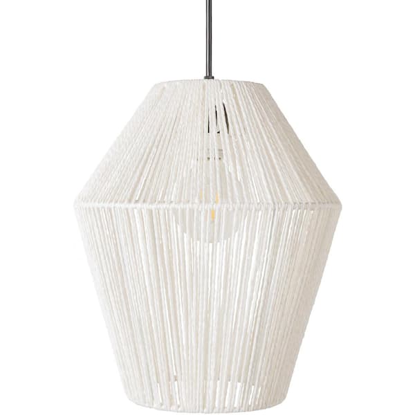 Livabliss Camerano 100-Watt 1-Light White Pendant Light with Geometric Shaped Paper Shade