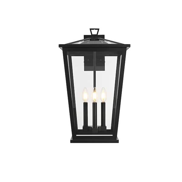 22 in. Black Outdoor Hardwired Wall Sconce with No Bulbs Included