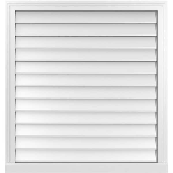 Ekena Millwork 34" x 36" Rectangular White PVC Paintable Gable Louver Vent Non-Functional