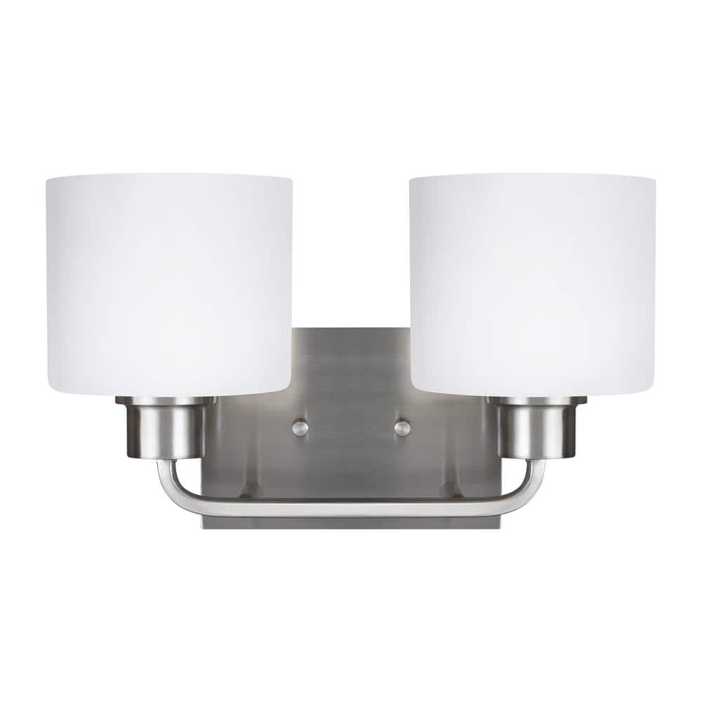 Brushed Nickel 2-Light Wall/Bath Vanity with Etched Glass Shades