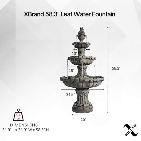 XBRAND 58.3 in. 3-Tier Outdoor Freestanding Water Fountain