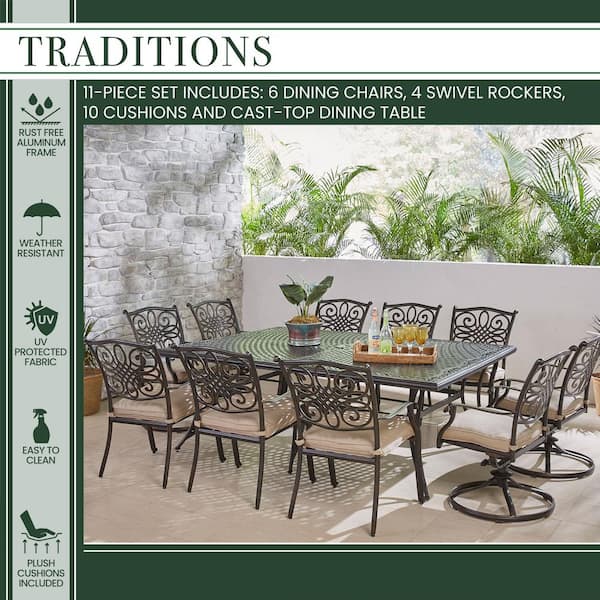 11 piece cast aluminum dining set