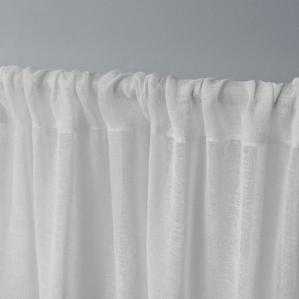 Snowflake Belgian Textured Linen Sheer Rod Pocket Curtain Panels