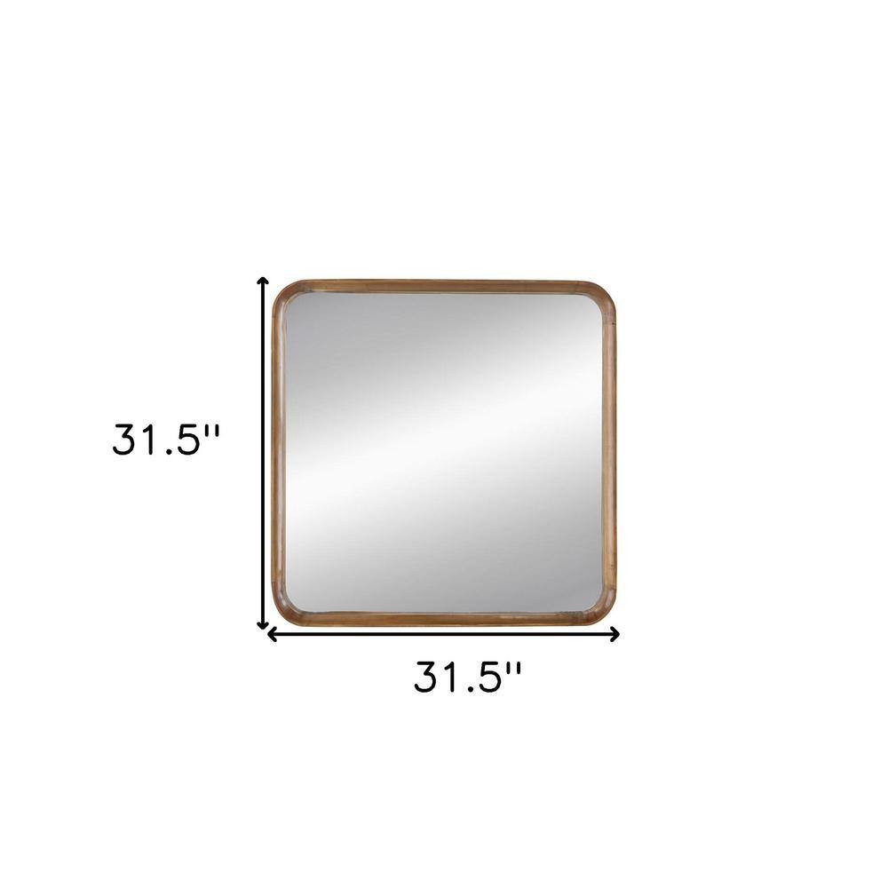 Wayne Light Brown Wood Square Wall Mirror