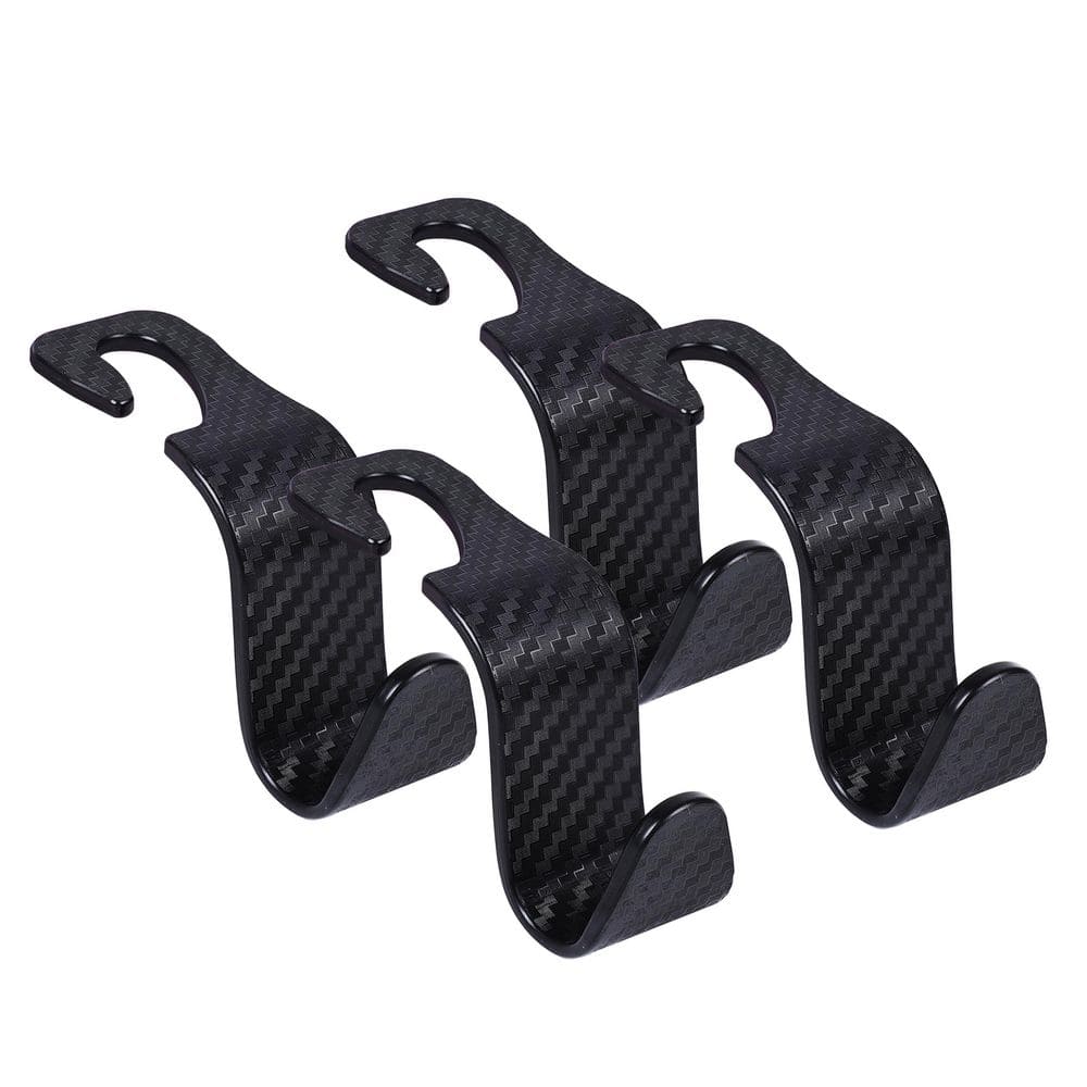 0.32-0.55 in. Black Car Headrest Hooks 4 Pack Premium Material 360 ...