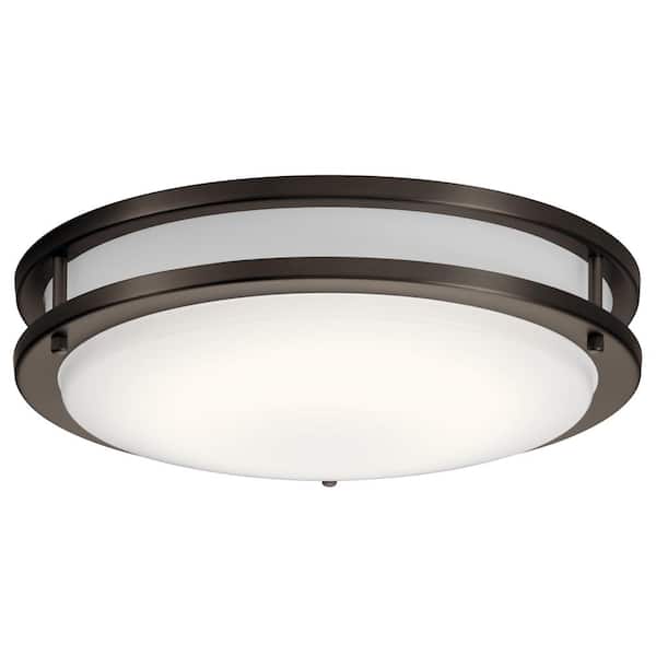 Avon 14 in. 1-Light Olde Bronze Integrated LED Transitional Hallway Flush Mount Ceiling Light