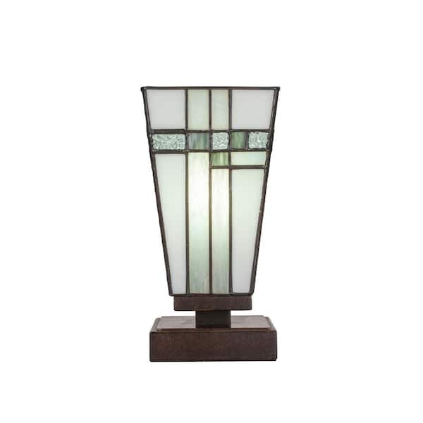 Unbranded Quincy 8.75 in. Dark Granite Accent Lamp with Glass Shade