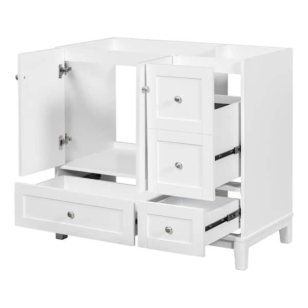Unbranded 35.4 in. W x 17.8 in. D x 33 in. H Bathroom White Linen Cabinet