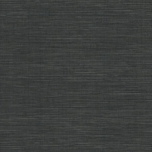 Warner Winn Black Faux Grasscloth Wallpaper