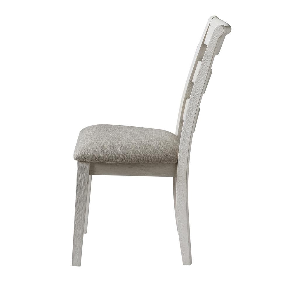 Ivory Ladderback Upholstered Wood Side Chair with Memory Foam Seat