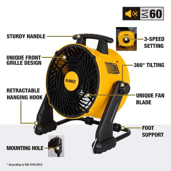 DEWALT Indoor or Outdoor Yellow Jobsite Fan in the Portable Fans department  at