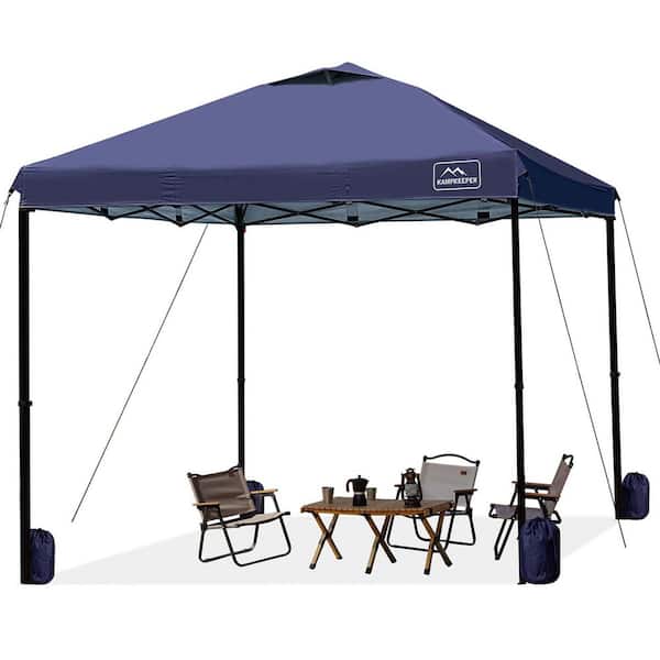 Zeus & Ruta 10 ft. x 10 ft. Navy Blue Outdoor Instant Pop Up Gazebo Canopy Tent with Adjustable Legs, Air Vent, Carry Bag, Sandbags