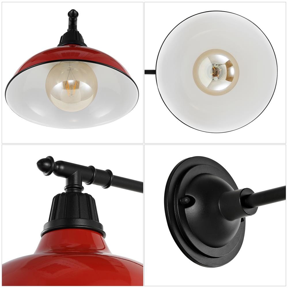 Wallace Red and Black Iron LED Victorian Arm Sconce
