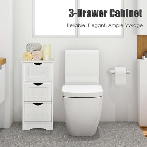 Bathroom Floor Freestanding Storage Organizer with 3 Drawers - Costway