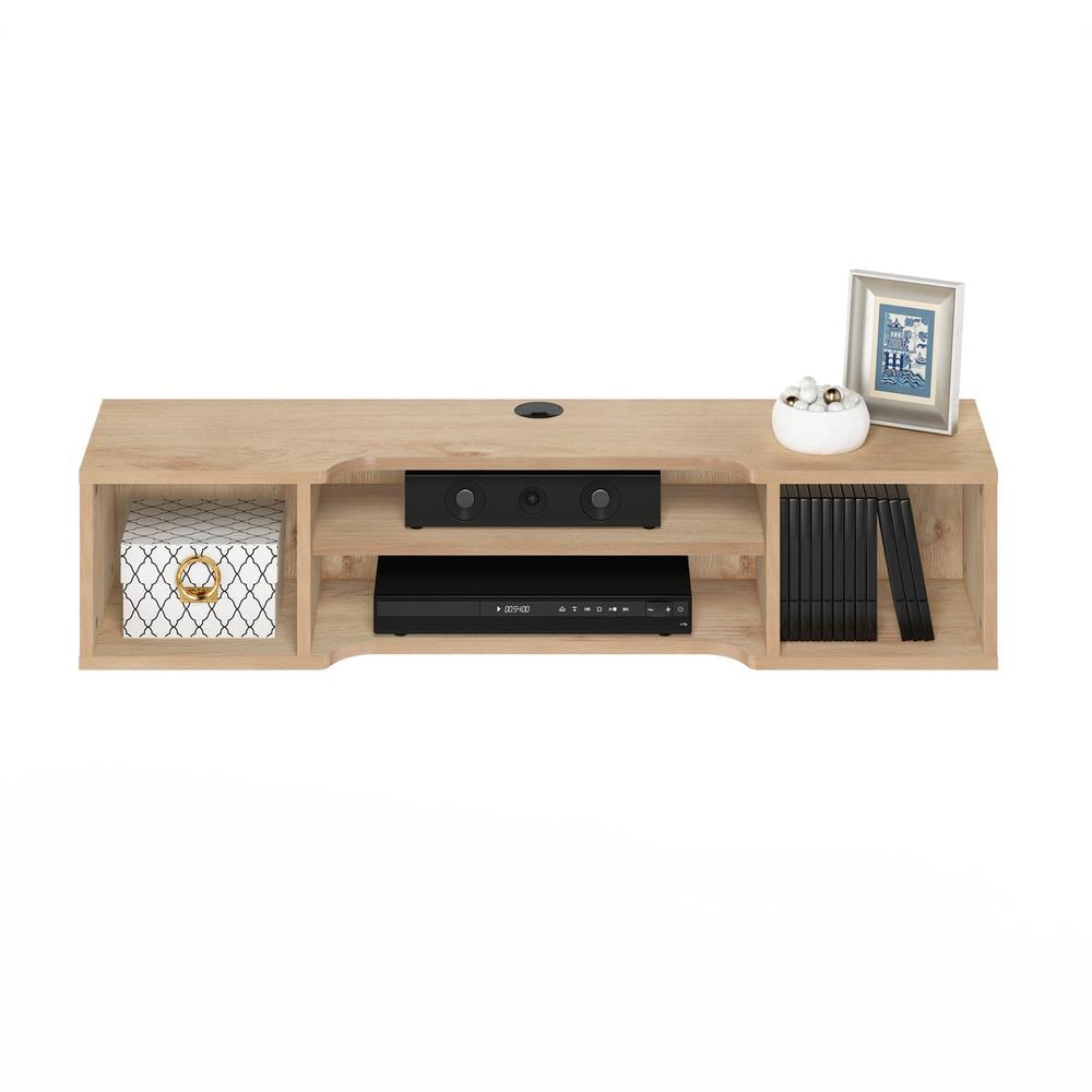 Marcy Oak Modern Wall Mounted Floating Media Console