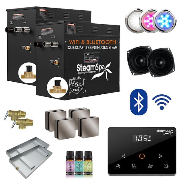 Black Series 24000-Watt Steam Generator with Fully Wireless Remote, Bluetooth, WiFi and Auto Drain in Brushed Nickel