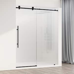 Elan E-Class 56 to 60 in. W x 76 in. H Sliding Frameless Shower Door in Matte Black with 3/8 in. (10mm) Fluted Glass