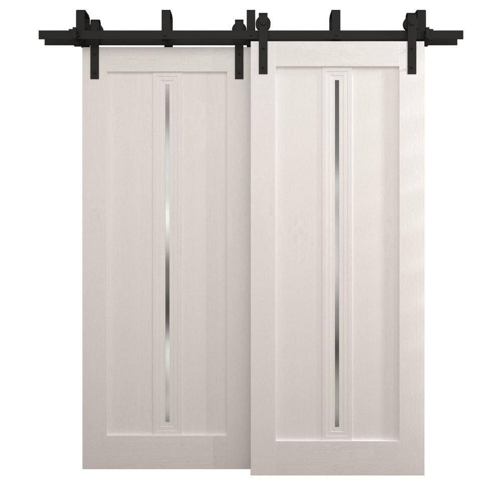 36 in. x 80 in. Frosted Glass Painted White Oak Solid Wood Barn Door Slab With Hardware price history on PriceWatchPro