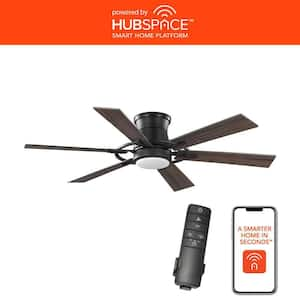 Makenna 52 in. White Color Changing Integrated Indoor LED Matte Black Smart Hubspace Ceiling Fan with Light and Remote