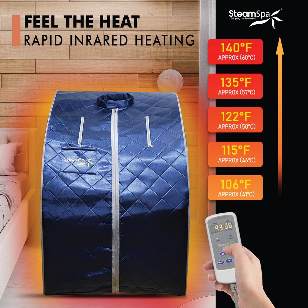 Blue Portable 1-Person Infrared Home Sauna with Digital Control