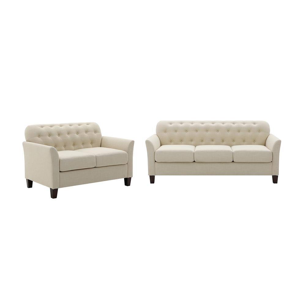 JAYDEN CREATION Itziar 2-Piece Beige Living Room Set with Removable ...