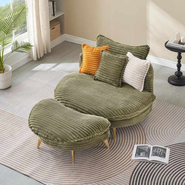 Corduroy 45 W in. Armless Corduroy Square Sofa in. Green withThree matching pillows and two seats