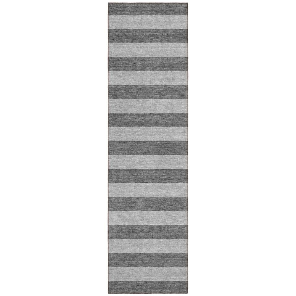 Gray and White 2 ft. x 8 ft. Woven Striped Polyester Runner Indoor/Outdoor Area Rug price history on PriceWatchPro