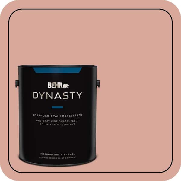 BEHR DYNASTY 1 gal. #PMD-70 Cottage Rose Satin Enamel Interior Stain-Blocking Paint and Primer