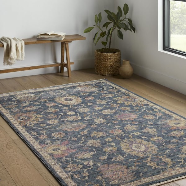 Greta Navy / Rust Doormat 3 ft. x 4 ft. Trellis Polyester Accent Rug