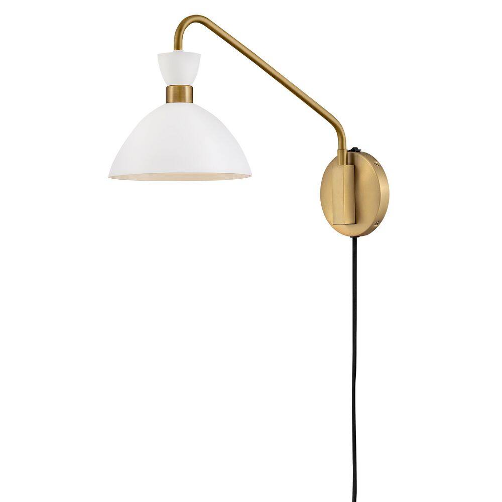 Simon Matte White & Heritage Brass Adjustable 1-Light Sconce
