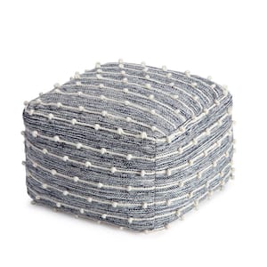 Malibu 22 in. x 22 in. x 16 in. Blue and Ivory Pouf