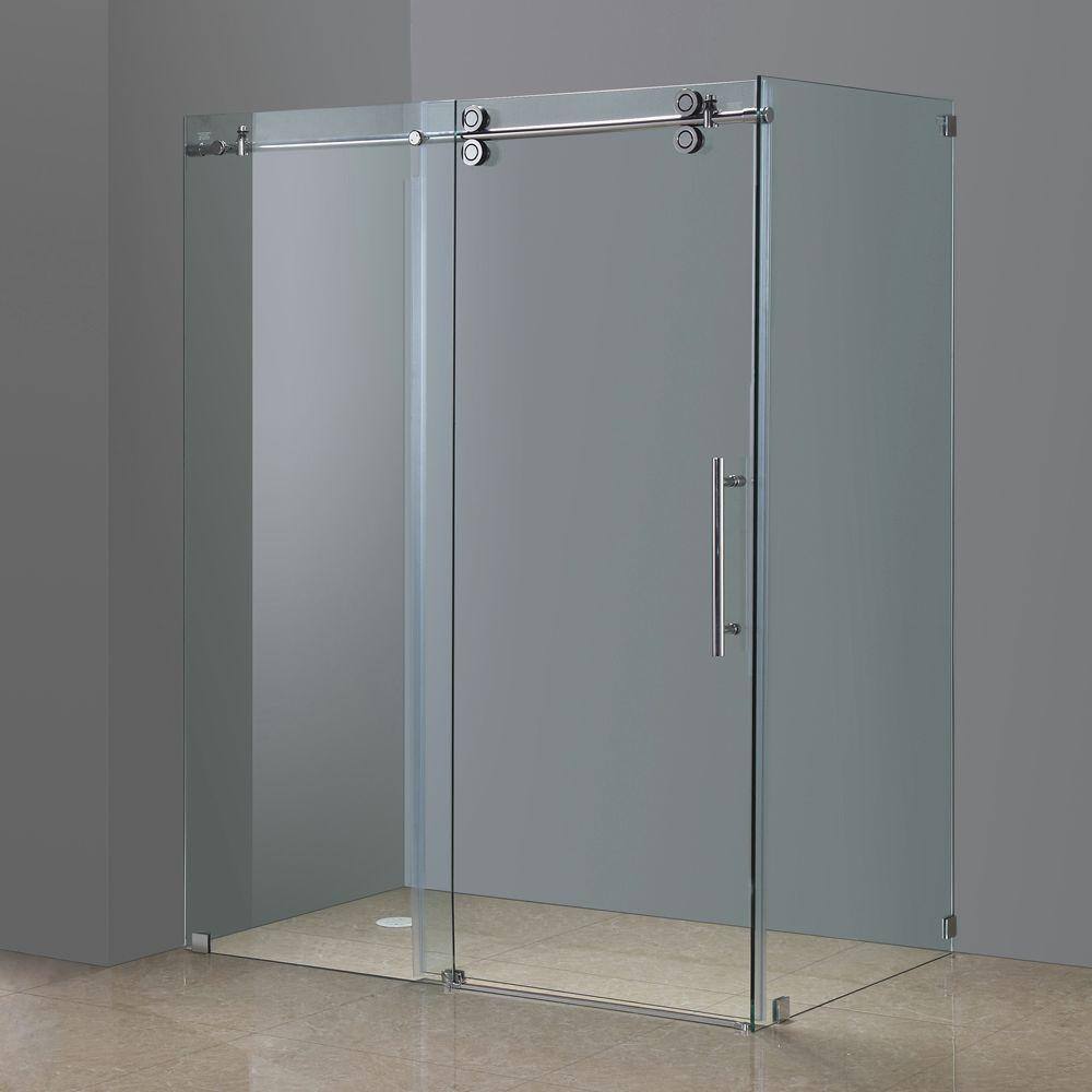Langham 60" Frameless Clear Tempered Glass Sliding Shower Enclosure
