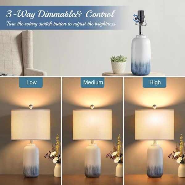 Maxax 23.5 in. Blue Coastal Dimmable Ceramic Bedroom Living Room