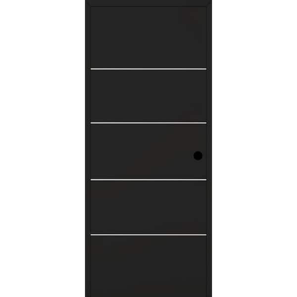 Belldinni Optima 4H DIY-Friendly 18 in. x 96 in. Left Hand Black Matte Solid Composite Core Wood Single Prehung Interior Door