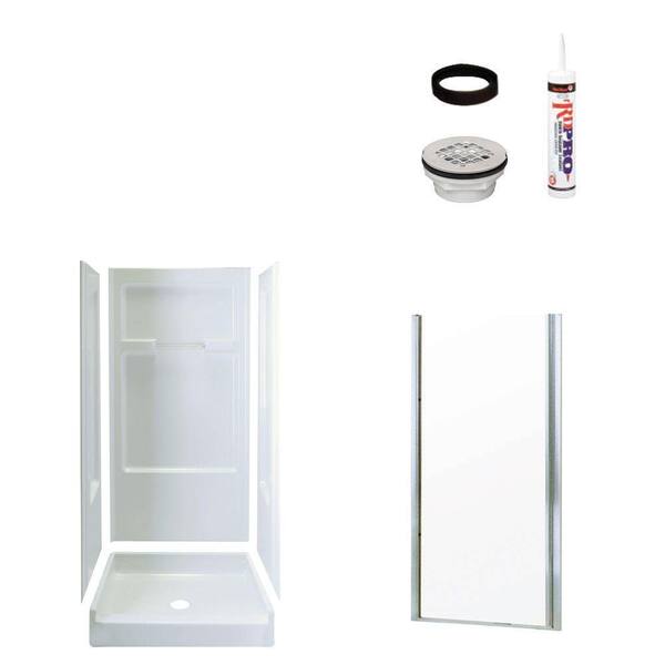 STERLING Advantage 34 in. x 36 in. x 72 in. Shower Kit with Shower Door in White/Chrome-DISCONTINUED